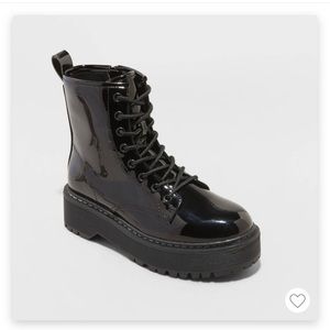 A New Day Erin Combat Boots, Jet Black, Size Ten